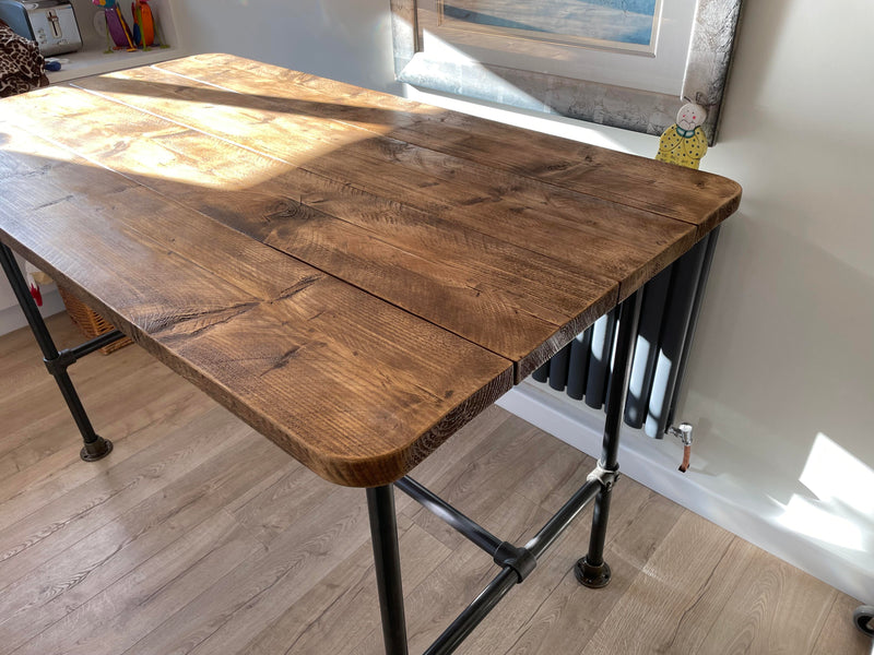 2 Planks | 6 Seater | Industrial Style Dining Table | Reclaimed Timber