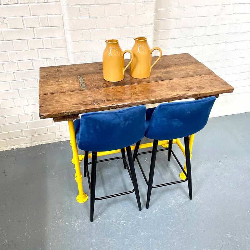 Bar Dining Table with yellow steel legs