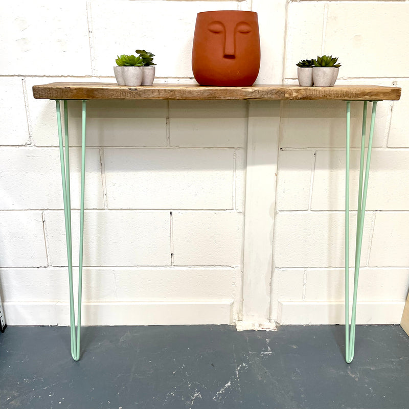 Pale Green Console Table With Hairpin Legs | Telephone Table