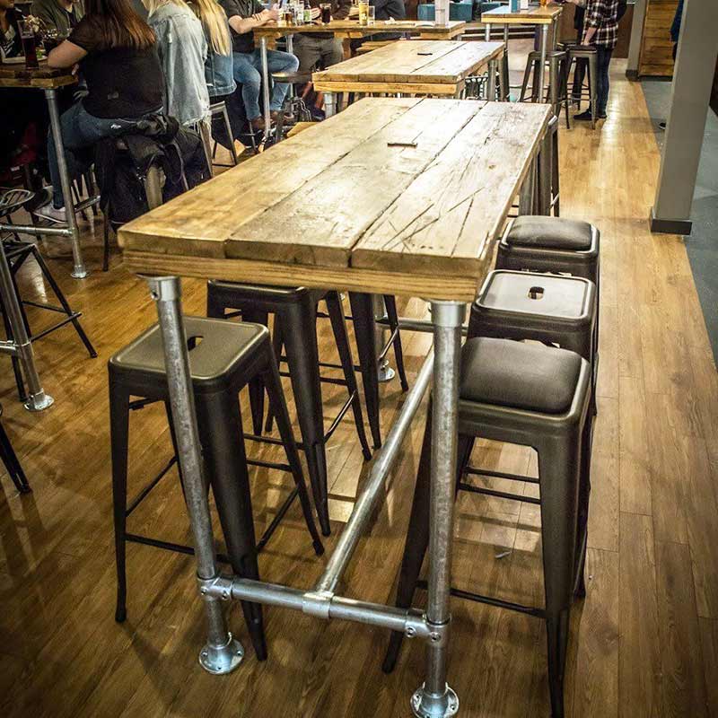 3 Planks | High Bar Table | Cafe, Restaurant or Bar | Industrial Style | Steel legs
